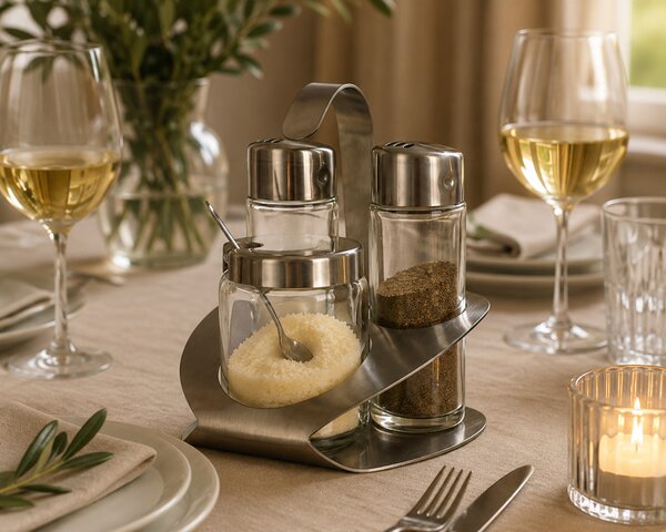 BANQUETT CULINARIA Só és bors szóró sajttartóval