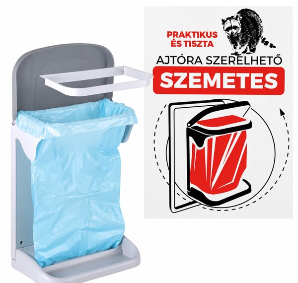 Szemetes ajtóra szerelhető 30x40x20 cm szürke fehér