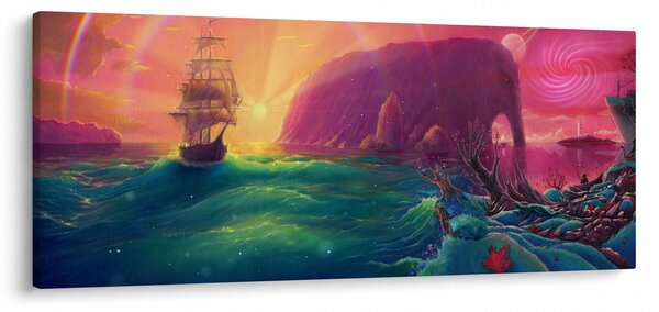 Kép - Olajfestmény, Vitorlázás egy fantasztikus birodalomba (120x50 cm)