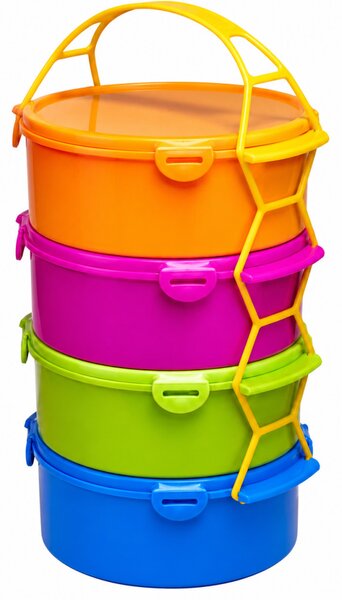 Csatostetejű színes ételhordó 4x1,5 L