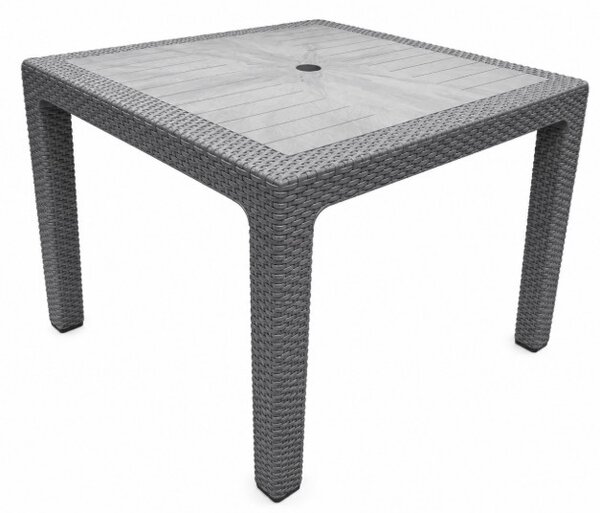 Rattan kerti asztal 90x90 cm - szürke színben