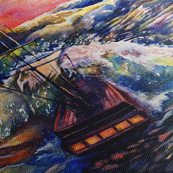 Kép - Hajó az óceán hullámain, aquarel (70x50 cm)