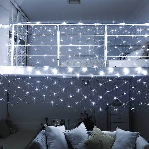 128 LED-es hálós fényfüzér, 2 színben-hidegfehér
