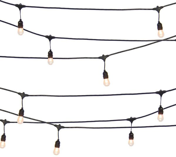 Vízálló dekor égősor, 15 db E27 LED lámpával, 14,6 m, melegfehér