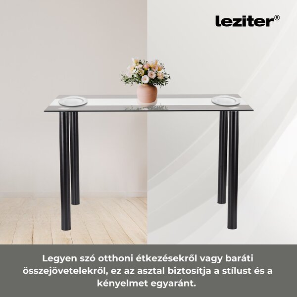 Riona 120 cm szögletes üveg étkezőasztal