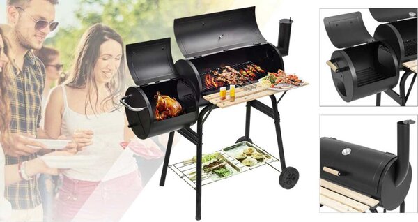 2in1 faszenes BBQ grill és smoker