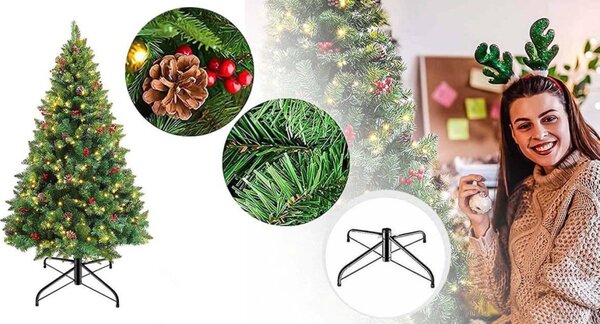 LED-es műfenyő több típusban, melegfehér-100 LED-es, 120 cm