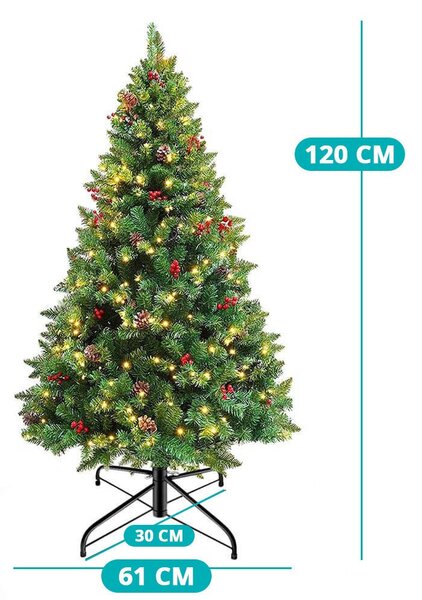 LED-es műfenyő több típusban, melegfehér-100 LED-es, 120 cm
