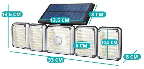 5 paneles forgatható 300LED-es szolár lámpa