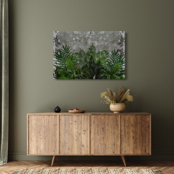 Kép - Betonfal növényekkel (90x60 cm)