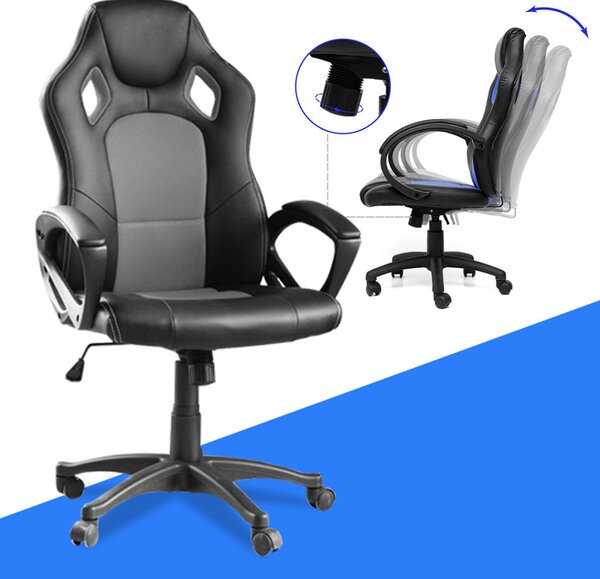 Gamer szék több színben - basic-színes háttámla, szürke