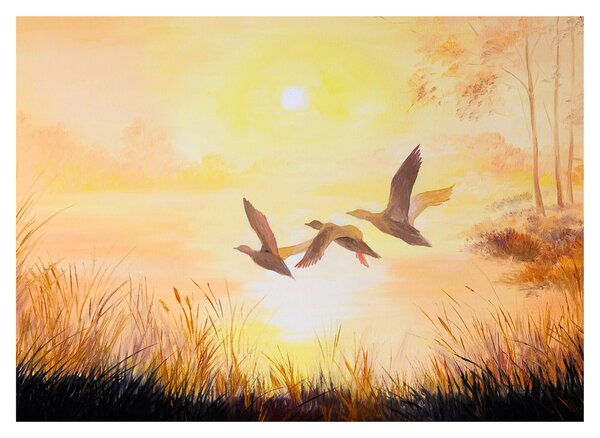 Kép - Daruk naplementekor (70x50 cm)