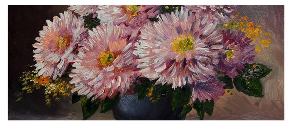 Kép - olajfestmény, virágok a vázában (120x50 cm)