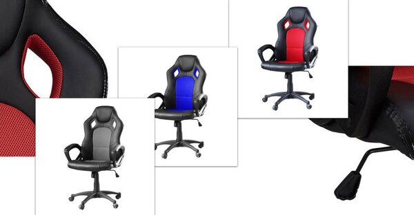 Gamer szék több színben - basic-színes háttámla, kék