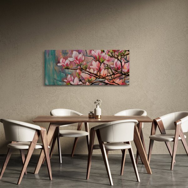 Kép - olajfestmény, virágzó Sakura (120x50 cm)