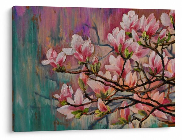 Kép - olajfestmény, virágzó Sakura (70x50 cm)