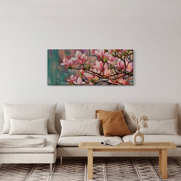 Kép - olajfestmény, virágzó Sakura (120x50 cm)