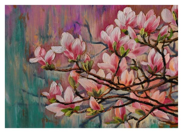 Kép - olajfestmény, virágzó Sakura (70x50 cm)
