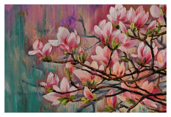 Kép - olajfestmény, virágzó Sakura (90x60 cm)