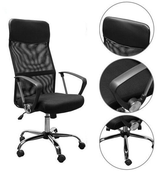 Ergonomikus irodai szék magasított háttámlával - fekete