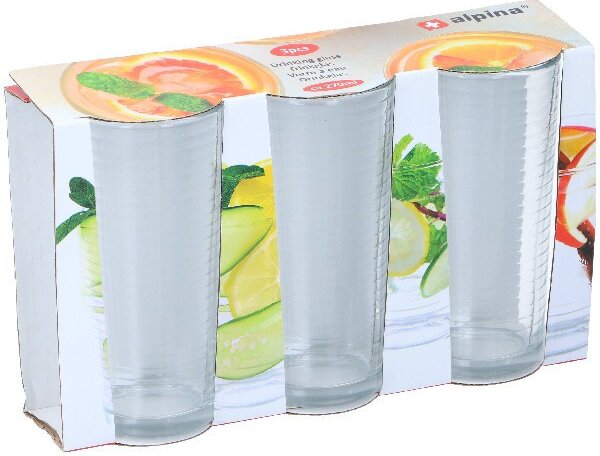 ÜVEGPOHÁR 300ML 3DB D6,5 X13,5CM ALPINA