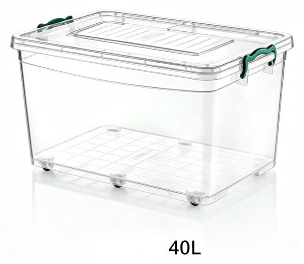 TÁROLÓ DOBOZ KEREKEKKEL MŰA. 40L