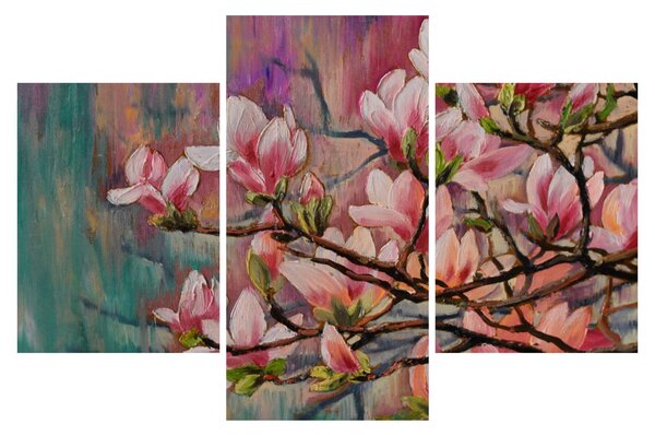 Kép - olajfestmény, virágzó Sakura (90x60 cm)