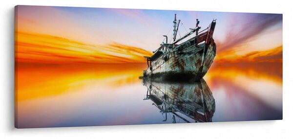 Kép - Napkelte egy hajóroncs felett (120x50 cm)