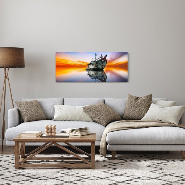 Kép - Napkelte egy hajóroncs felett (120x50 cm)