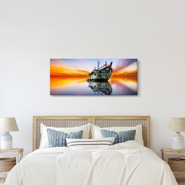 Kép - Napkelte egy hajóroncs felett (120x50 cm)