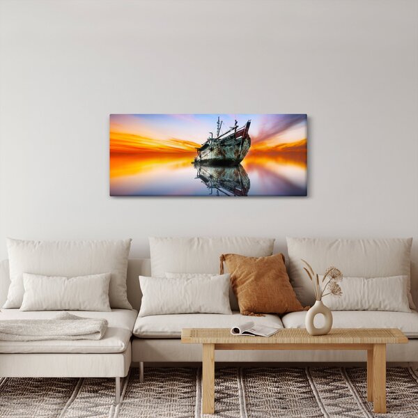 Kép - Napkelte egy hajóroncs felett (120x50 cm)