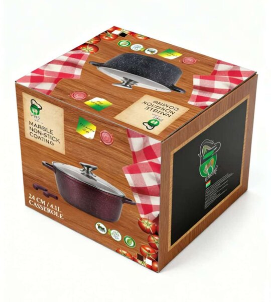 Lábas márvány bevonat 8,9L üveg fedővel Happy Cooking RS-1200