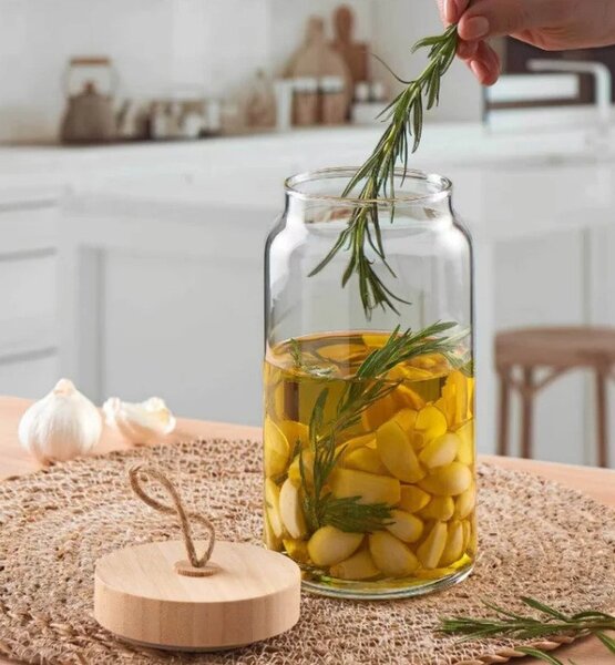 Tároló üveg bambusz tetővel Woody 1130ml 43593/1113283