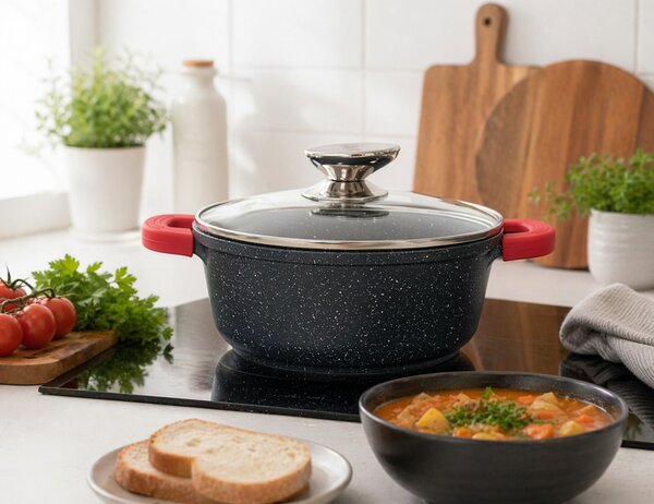 Lábas márvány bevonat 2,2L üveg fedővel Happy Cooking RS-1197