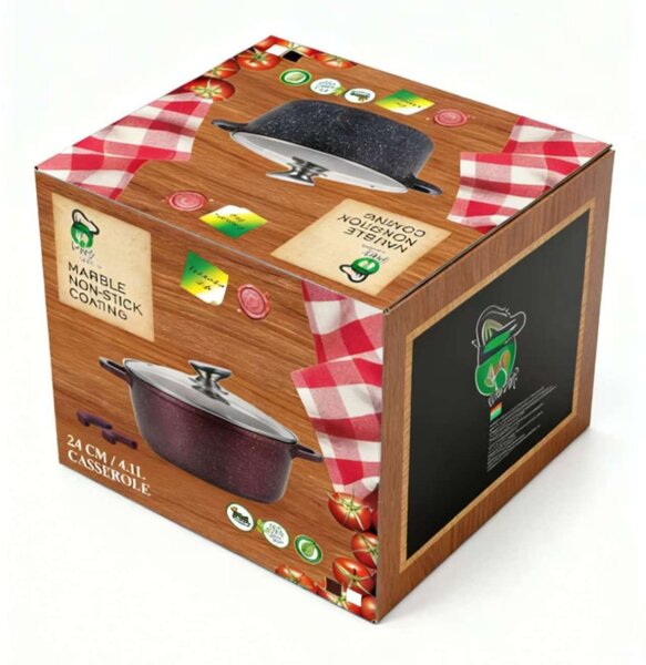 Lábas márvány bevonat 6L üveg fedővel Happy Cooking RS-1199