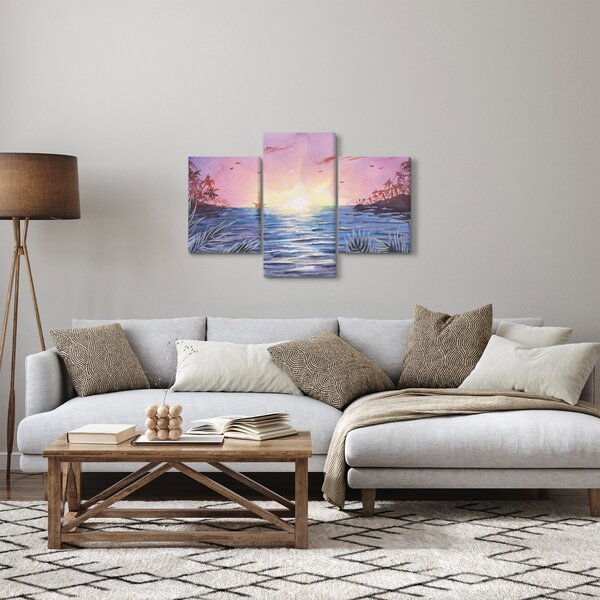 Kép - naplemente a víz felett, akvarell (90x60 cm)
