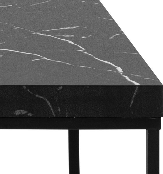 Fekete dohányzóasztal márvány dekoros asztallappal 55x110 cm Barossa – Actona
