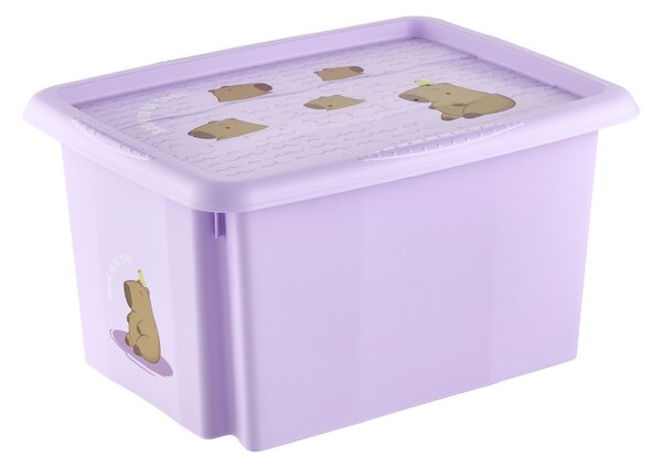 Tárolódoboz tetővel 15L Kapibara lila 1224052533700