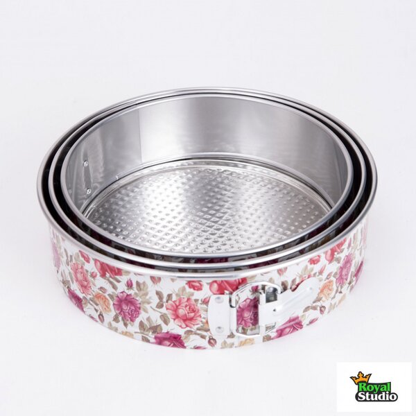 Kerek kapcsos tortaforma szett 3db rózsás dekorral Happy Cooking RS-1350 AKCIÓ