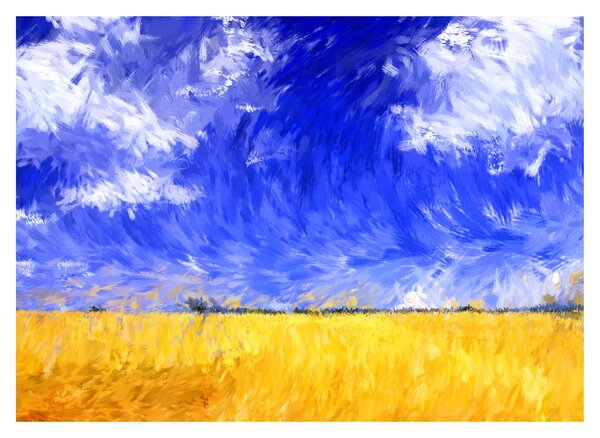 Kép - olajfestmény, arany mező (70x50 cm)