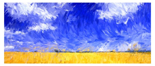 Kép - olajfestmény, arany mező (120x50 cm)