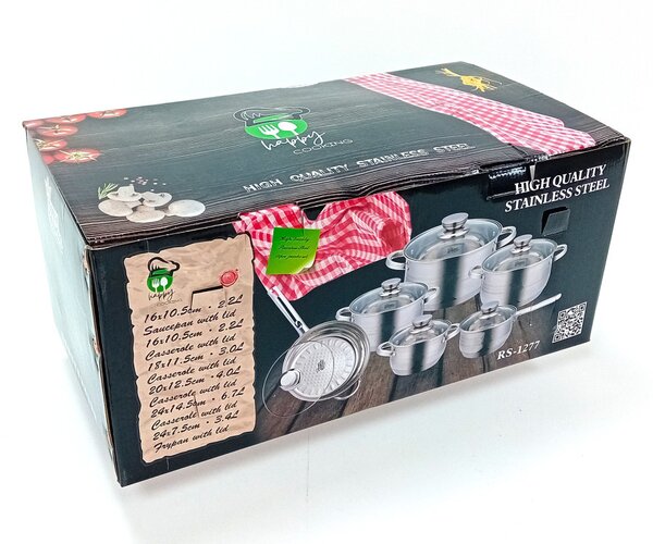 Edénykészlet 12 részes üveg fedővel Happy Cooking RS-1277