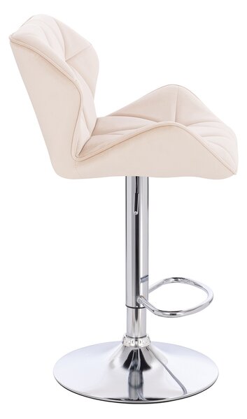 HR111W Krémszínű modern velúr szék krómozott lábbal