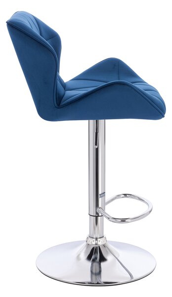 HR111W Tengerkék modern velúr szék krómozott lábbal