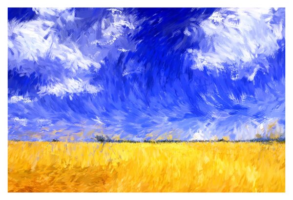 Kép - olajfestmény, arany mező (90x60 cm)
