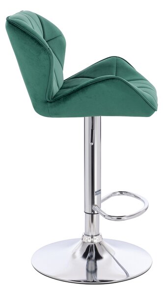HR111W Sötétzöld modern velúr szék krómozott lábbal
