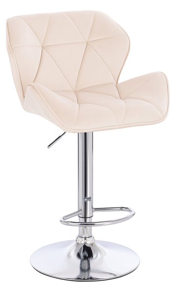 HR111W Krémszínű modern velúr szék krómozott lábbal