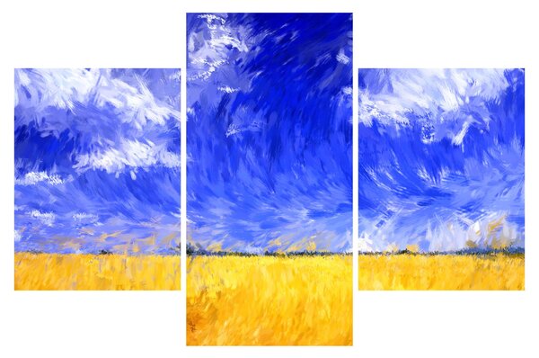 Kép - olajfestmény, arany mező (90x60 cm)