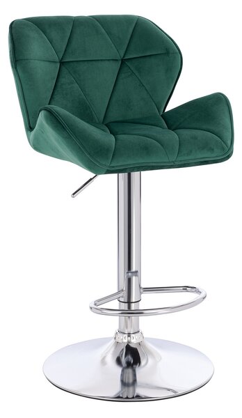 HR111W Sötétzöld modern velúr szék krómozott lábbal