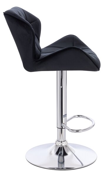 HR111W Fekete modern velúr szék krómozott lábbal